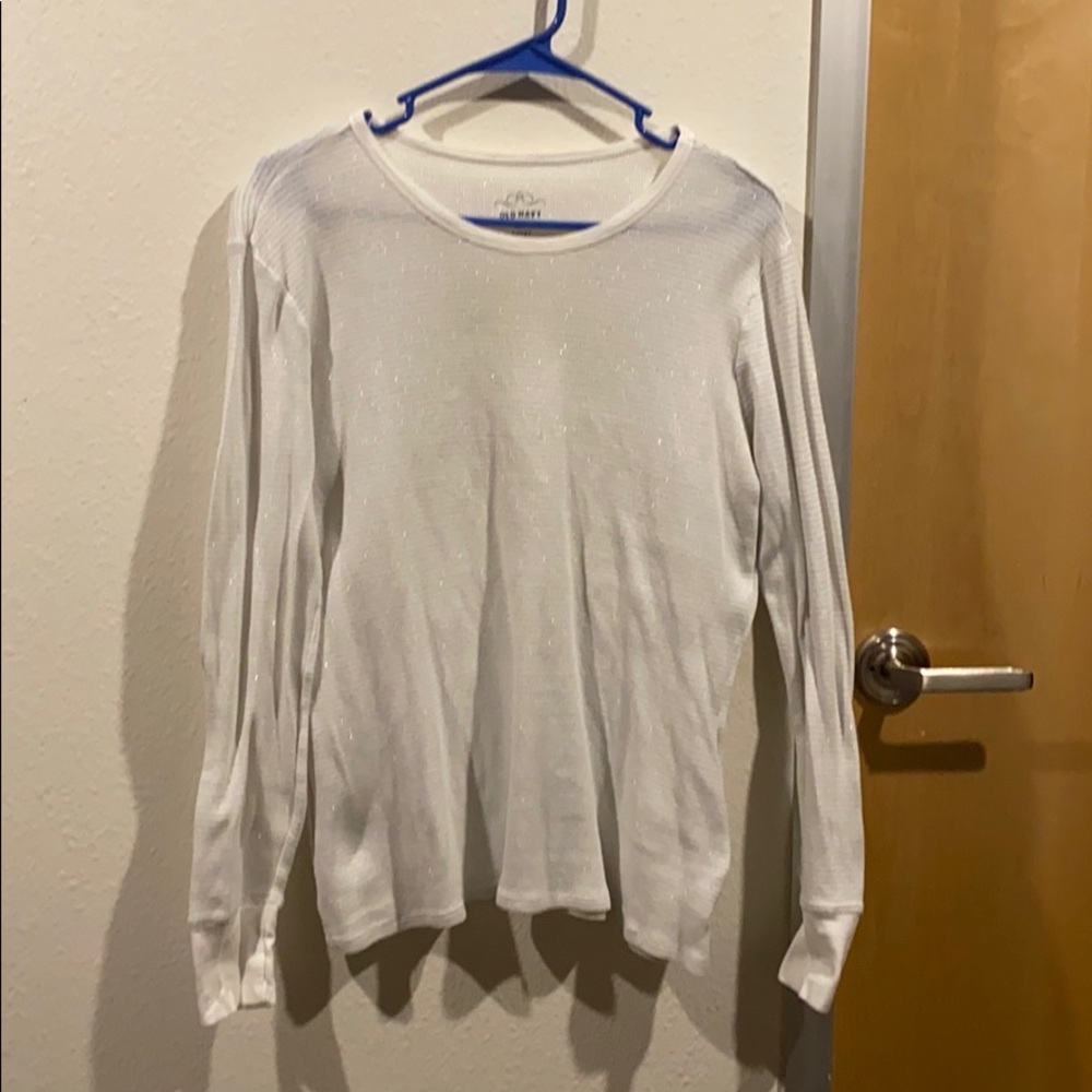 Old Navy silver & cream l/s shirt